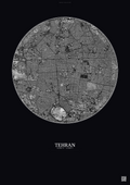 Affiche Tehran – Poster vue satellite | Gravura – Fond foncé