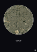 Affiche Tehran – Poster vue satellite | Gravura – Fond foncé