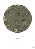Affiche Tehran – Poster vue satellite | Gravura – Fond clair