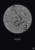 Affiche Baghdad – Poster vue satellite | Gravura – Fond foncé