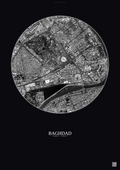 Affiche Baghdad – Poster vue satellite | Gravura – Fond foncé