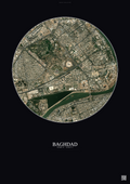 Affiche Baghdad – Poster vue satellite | Gravura – Fond foncé