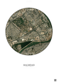 Affiche Baghdad – Poster vue satellite | Gravura – Fond clair