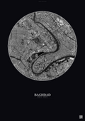 Affiche Baghdad – Poster vue satellite | Gravura – Fond foncé