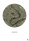 Affiche Baghdad – Poster vue satellite | Gravura – Fond clair