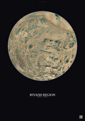 Affiche Riyadh Region – Poster vue satellite | Gravura – Fond foncé