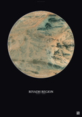 Affiche Riyadh Region – Poster vue satellite | Gravura – Fond foncé