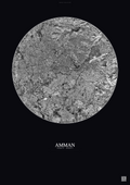 Affiche Amman – Poster vue satellite | Gravura – Fond foncé