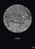 Affiche Amman – Poster vue satellite | Gravura – Fond foncé