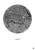 Affiche Amman – Poster vue satellite | Gravura – Fond clair