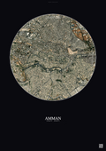 Affiche Amman – Poster vue satellite | Gravura – Fond foncé
