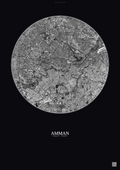 Affiche Amman – Poster vue satellite | Gravura – Fond foncé