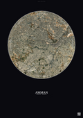 Affiche Amman – Poster vue satellite | Gravura – Fond foncé