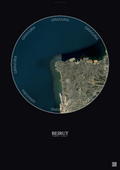 Affiche Beirut – Poster vue satellite | Gravura – Fond foncé