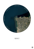 Affiche Beirut – Poster vue satellite | Gravura – Fond clair