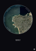Affiche Beirut – Poster vue satellite | Gravura – Fond foncé