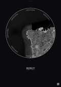 Affiche Beirut – Poster vue satellite | Gravura – Fond foncé