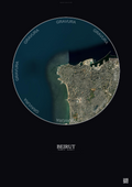 Affiche Beirut – Poster vue satellite | Gravura – Fond foncé