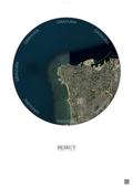 Affiche Beirut – Poster vue satellite | Gravura – Fond clair