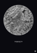 Affiche Damascus – Poster vue satellite | Gravura – Fond foncé