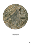 Affiche Damascus – Poster vue satellite | Gravura – Fond clair