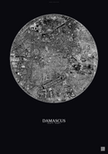 Affiche Damascus – Poster vue satellite | Gravura – Fond foncé