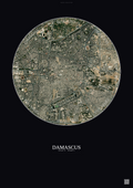 Affiche Damascus – Poster vue satellite | Gravura – Fond foncé