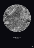 Affiche Damascus – Poster vue satellite | Gravura – Fond foncé