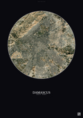 Affiche Damascus – Poster vue satellite | Gravura – Fond foncé