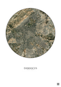 Affiche Damascus – Poster vue satellite | Gravura – Fond clair