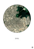 Affiche Doha – Poster vue satellite | Gravura – Fond clair