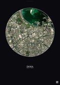 Affiche Doha – Poster vue satellite | Gravura – Fond foncé