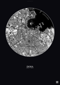 Affiche Doha – Poster vue satellite | Gravura – Fond foncé