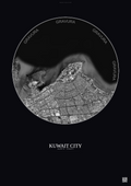 Affiche Kuwait City – Poster vue satellite | Gravura – Fond foncé