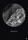 Affiche Kuwait City – Poster vue satellite | Gravura – Fond foncé