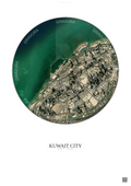 Affiche Kuwait City – Poster vue satellite | Gravura – Fond clair