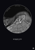 Affiche Kuwait City – Poster vue satellite | Gravura – Fond foncé