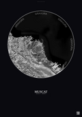 Affiche Muscat – Poster vue satellite | Gravura – Fond foncé