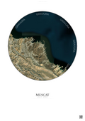 Affiche Muscat – Poster vue satellite | Gravura – Fond clair