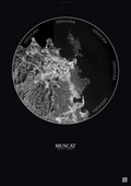 Affiche Muscat – Poster vue satellite | Gravura – Fond foncé