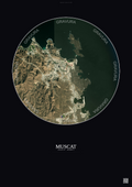 Affiche Muscat – Poster vue satellite | Gravura – Fond foncé