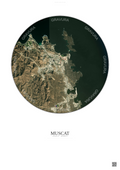 Affiche Muscat – Poster vue satellite | Gravura – Fond clair