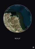 Affiche Muscat – Poster vue satellite | Gravura – Fond foncé