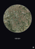 Affiche Ankara – Poster vue satellite | Gravura – Fond foncé