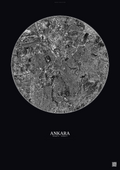 Affiche Ankara – Poster vue satellite | Gravura – Fond foncé