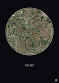 Affiche Ankara – Poster vue satellite | Gravura – Fond foncé