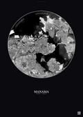Affiche Manama – Poster vue satellite | Gravura – Fond foncé