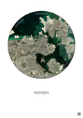 Affiche Manama – Poster vue satellite | Gravura – Fond clair