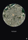 Affiche Manama – Poster vue satellite | Gravura – Fond foncé