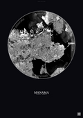 Affiche Manama – Poster vue satellite | Gravura – Fond foncé